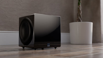 3000 Micro R|Evolution Piano Gloss Blackby a potted plant on a hardwood floor